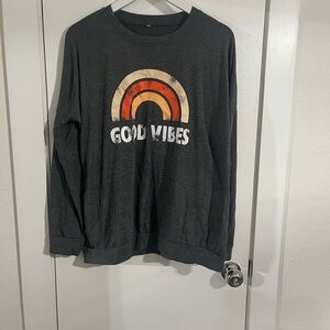 Good Vibes Graphic Long Sleeve Tee - Gray